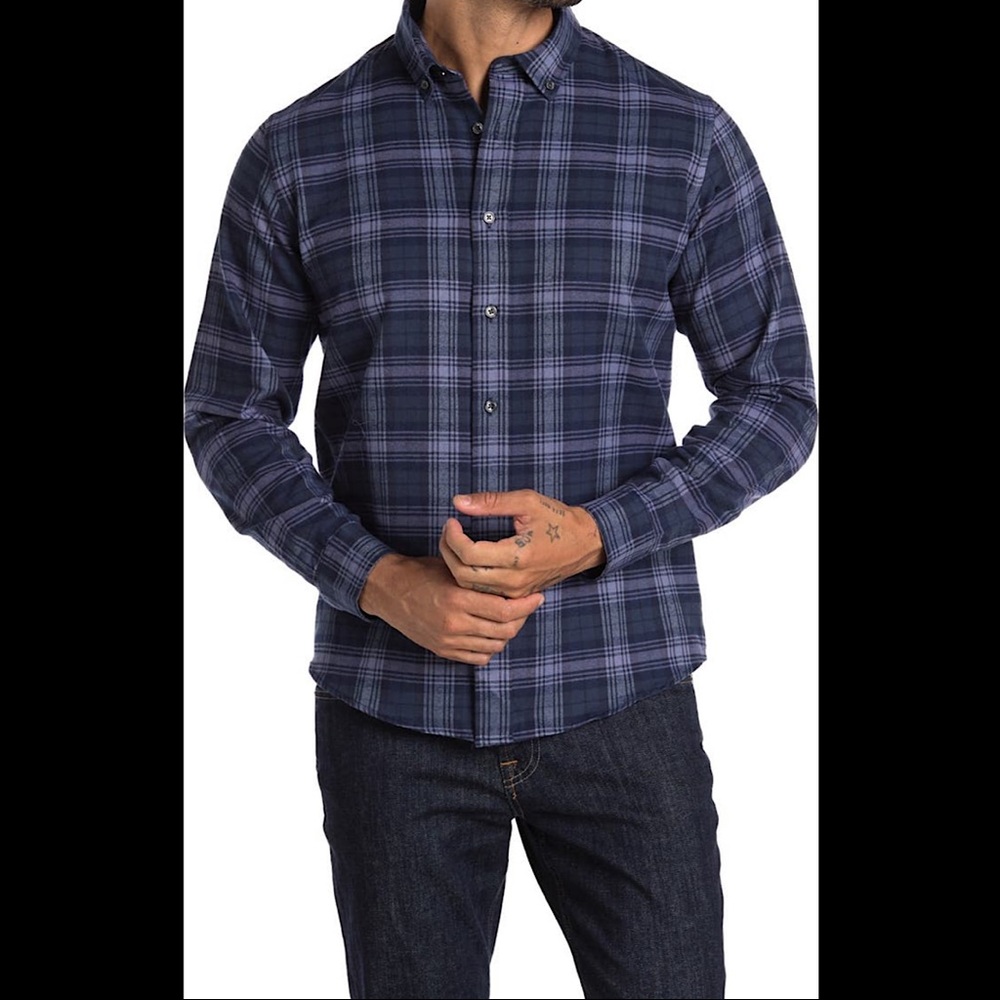 🔥🔥🔥NEW Slate & Stone Long Sleeve Woven Plaid Button Down Cotton Shirt